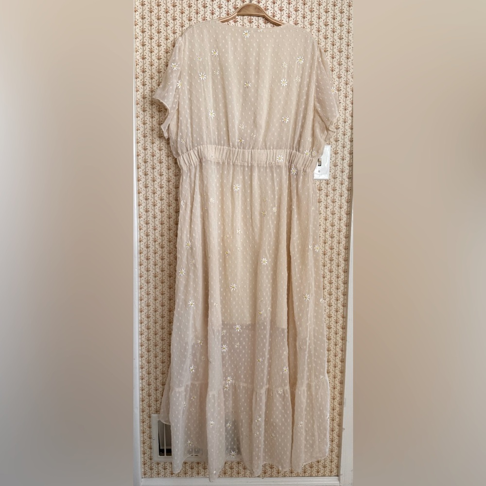 Love Olive Co Timeless Beauty Swiss Dot Floral Embroidered Maxi Dress | 3X - Picture 5 of 9